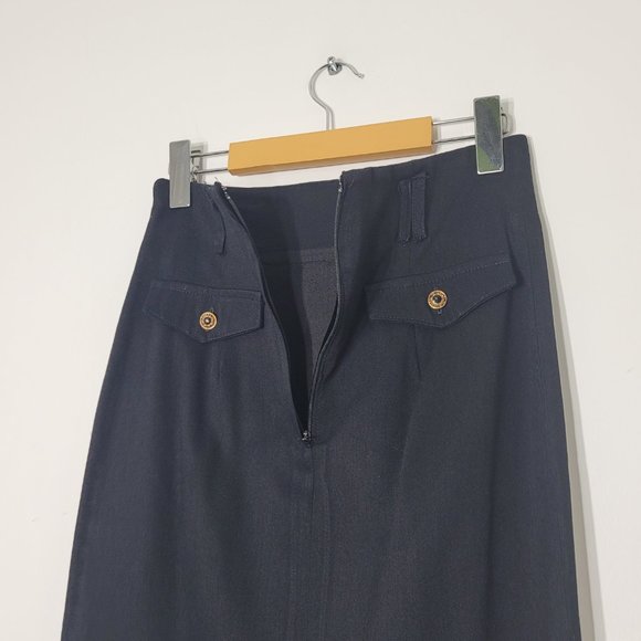 Les Belles Garconnes Vintage Classic Midi Skirt Black Casual Zip Womens Lined - Picture 7 of 15